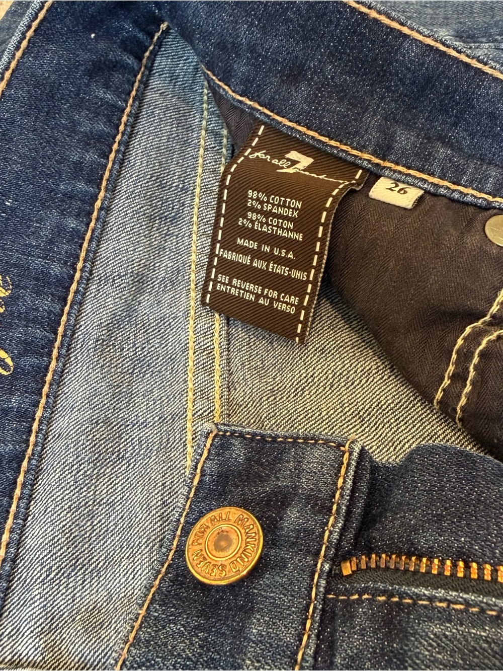 7 For All Mankind Dark Blue Bootcut Jeans with Studded Back Pockets - Picture 8 of 9